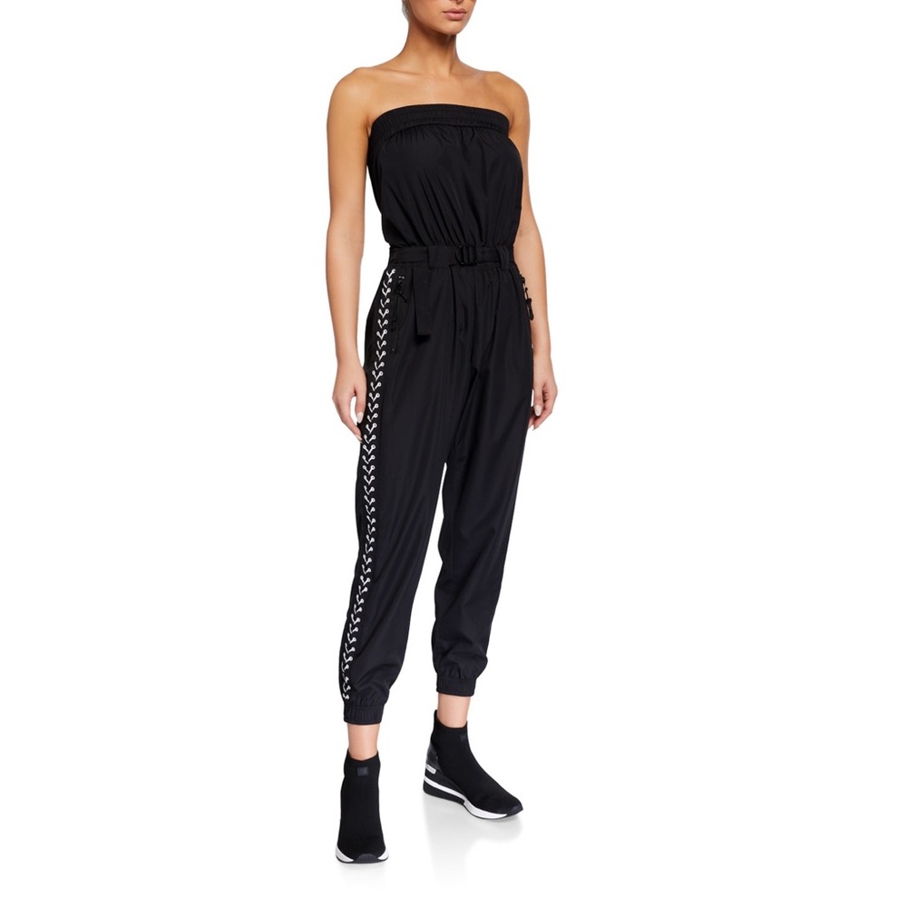 Adam Selman Black Lace Up Tracksuit Water Resistant Jumpsuit S NWT 12526WRW